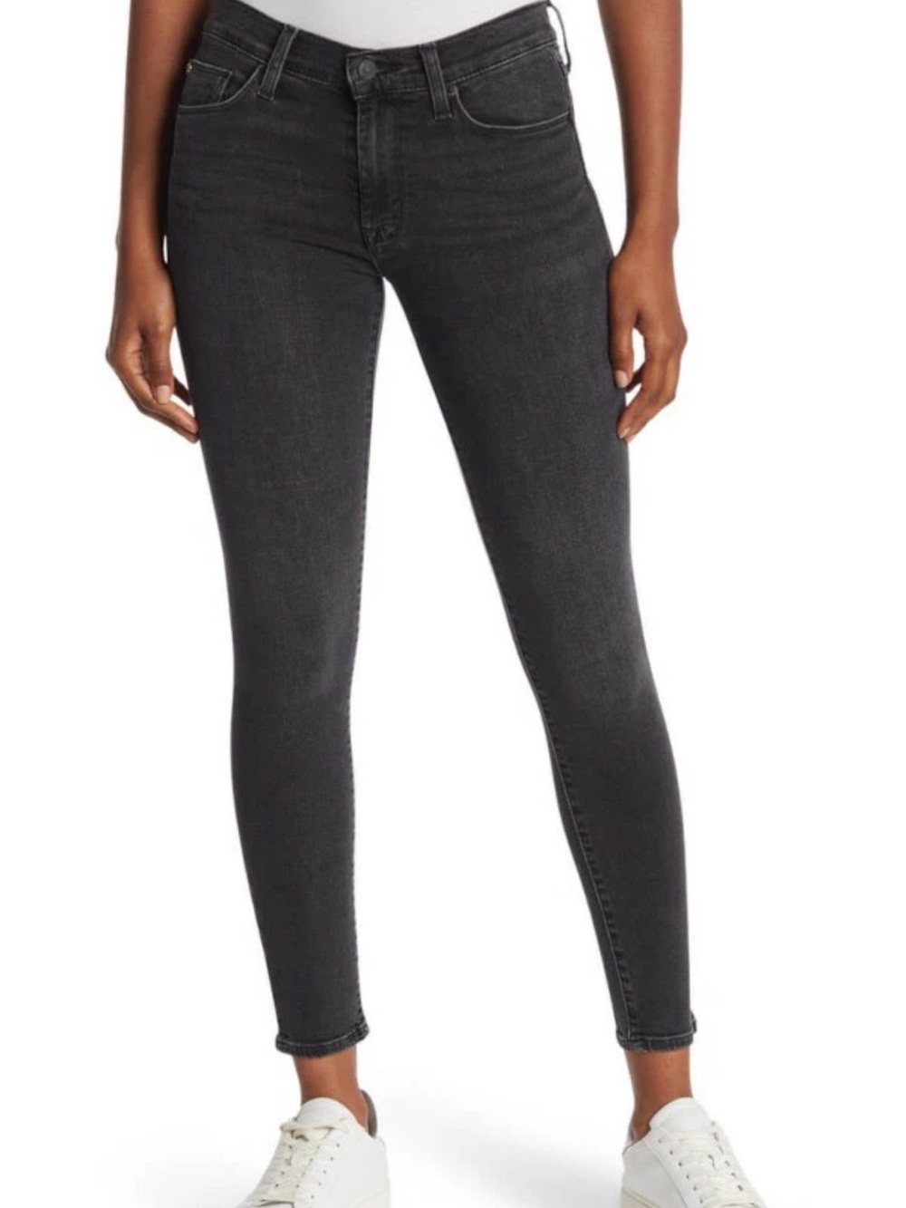 Hudson Jeans Natalie Mid-Rise Super Skinny Jeans in Faded Black - Size 30